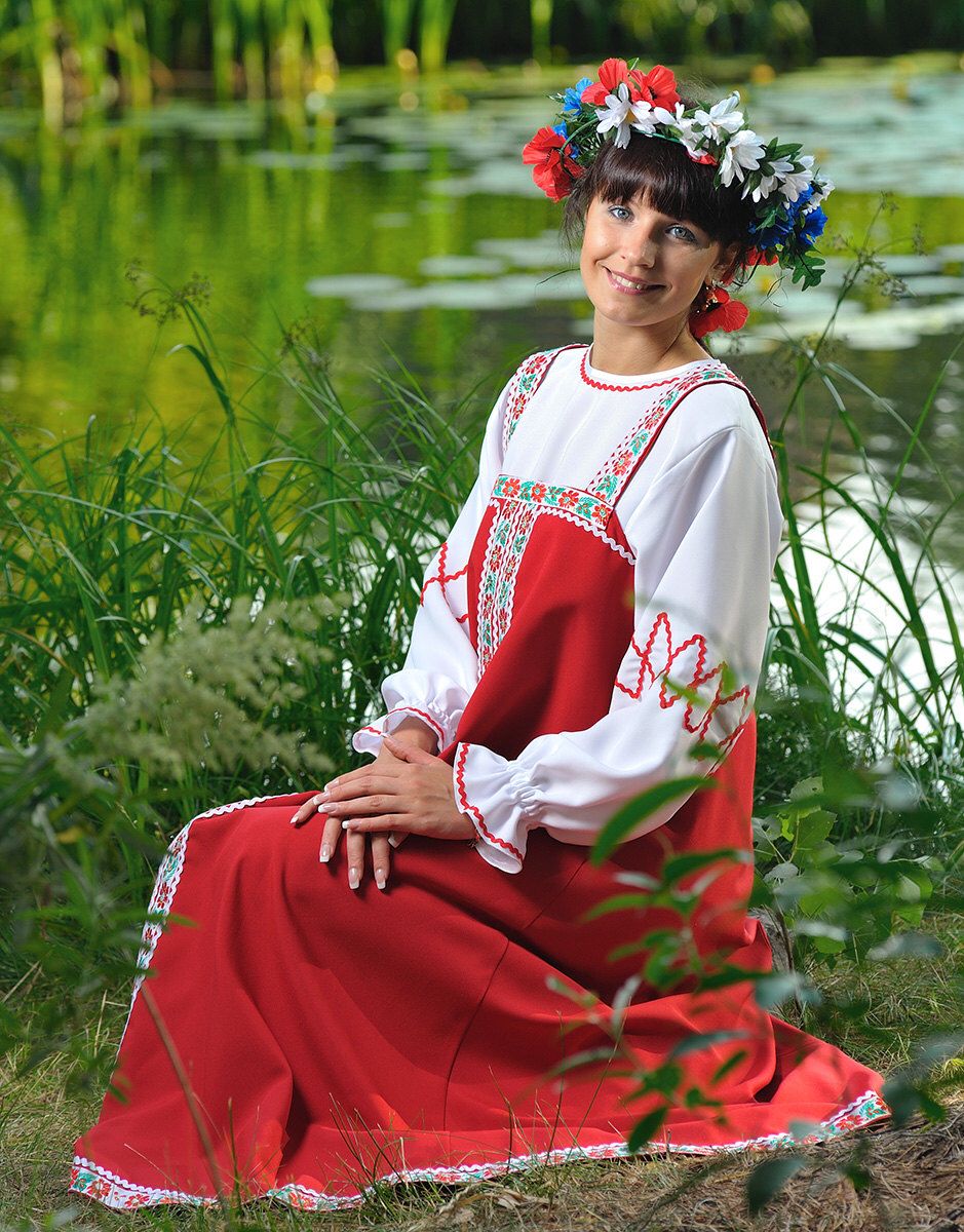 Beautiful girl Girls in Slavic costumes in Yamoussoukro